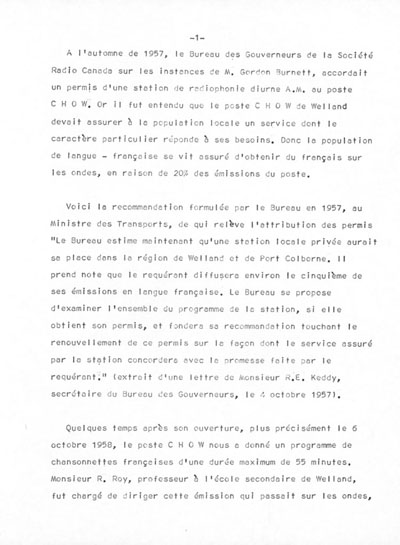 M&eacute;moire pr&eacute;sent&eacute; par la Soci&eacute;t&eacute; Saint-Jean-Baptiste de Welland