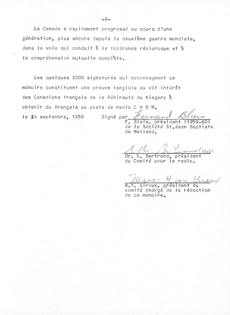 M&eacute;moire pr&eacute;sent&eacute; par la Soci&eacute;t&eacute; Saint-Jean-Baptiste de Welland