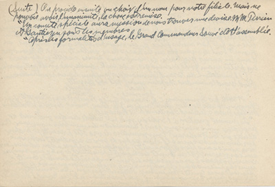 Notes manuscrites de Esdras Terrien pour la pr&eacute;paration d'un historique, 1949.