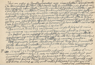 Notes manuscrites de Esdras Terrien pour la pr&eacute;paration d'un historique, 1949.