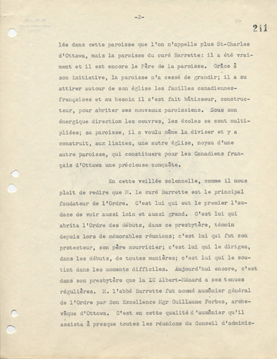 Biographie de l'abb&eacute; Fran&ccedil;ois-Xavier Barrette, 1952.