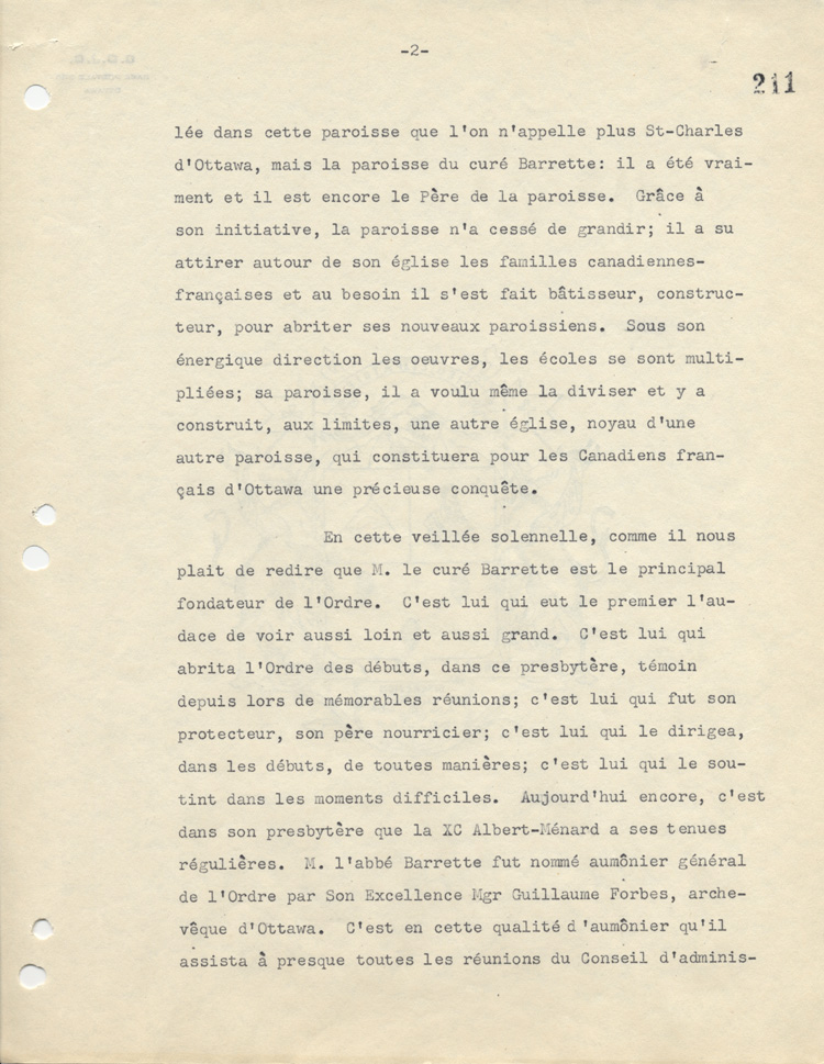 Biographie de l'abb&eacute; Fran&ccedil;ois-Xavier Barrette, 1952.
