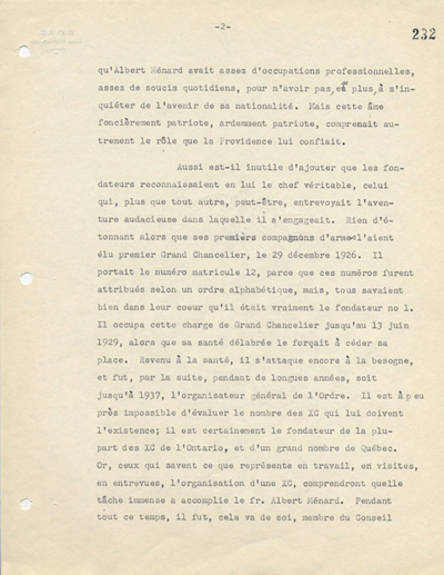 Biographie de Albert M&eacute;nard, 1952.
