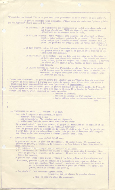 conf&eacute;rence prononc&eacute;e par le r&eacute;v&eacute;rend Gilbert sur &laquo; Le r&ocirc;le de l'aum&ocirc;nier &raquo; (1956)