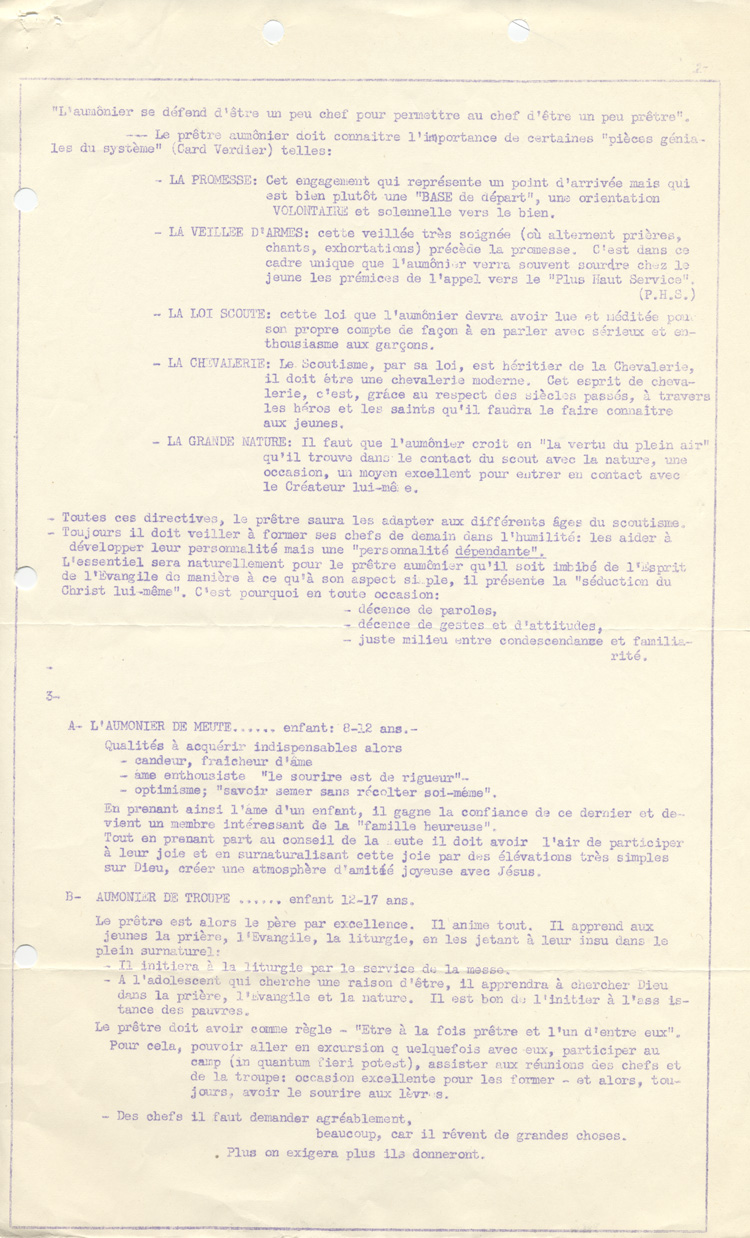 conf&eacute;rence prononc&eacute;e par le r&eacute;v&eacute;rend Gilbert sur &laquo; Le r&ocirc;le de l'aum&ocirc;nier &raquo; (1956)