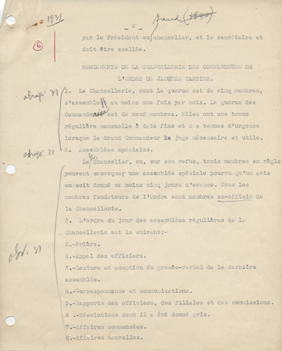 M&eacute;morandum d'association, ca 1927