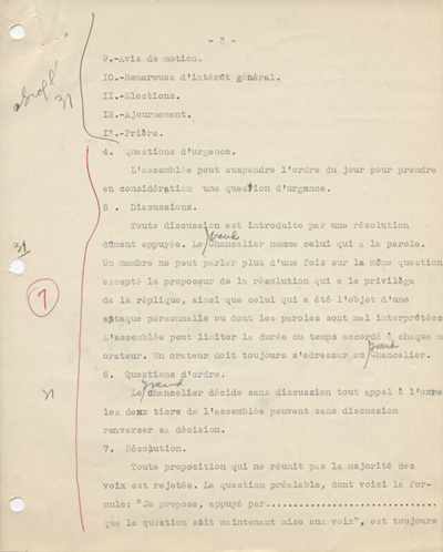 M&eacute;morandum d'association, ca 1927