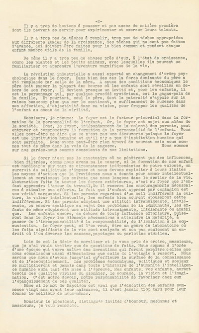 Reproduction de la deuxi&egrave;me page du Rapport du groupe d’&eacute;tudes sur les relations entre les commissaires et les instituteurs soumis au congr&egrave;s de l’Association des commissaires des &eacute;coles bilingues de l’Ontario (ACEBO), le 6 avril 1956, par Olivier Gravel, de Haileybury (Ontario), et paru en annexe au premier num&eacute;ro du premier volume du Bulletin de l’Association des commissaires des &eacute;coles bilingues d’Ontario, 15 novembre 1956.