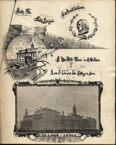 Reproduction de la page de titre de &Agrave; nos petits fr&egrave;res de l’Ontario, par les &eacute;l&egrave;ves du Coll&egrave;ge de L&eacute;vis (Qu&eacute;bec), juin 1916.