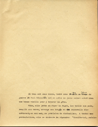 Reproduction de la dix-septi&egrave;me page B du texte de la conf&eacute;rence du p&egrave;re Arthur Joyal, o.m.i., directeur du secr&eacute;tariat de l’Association canadienne-fran&ccedil;aise d’&eacute;ducation d’Ontario, portant sur la participation des femmes &agrave; la r&eacute;sistance franco-ontarienne pendant le R&egrave;glement XVII, au banquet de la F&eacute;d&eacute;ration des femmes canadiennes-fran&ccedil;aises, mai 1935.