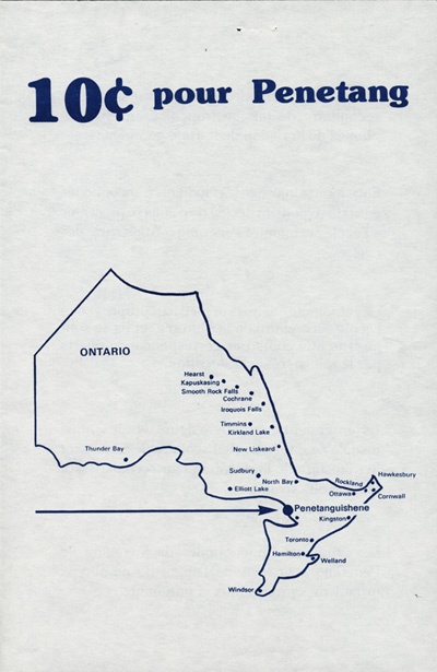 Reproduction du recto d’un d&eacute;pliant intitul&eacute; 10&cent; pour Penetang, 1979.