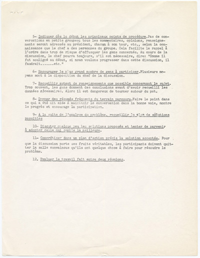 Reproduction de la quatri&egrave;me page du sixi&egrave;me volume du bulletin de la F&eacute;d&eacute;ration des associations de parents et d’instituteurs de langue fran&ccedil;aise d’Ontario destin&eacute; aux ex&eacute;cutifs locaux, intitul&eacute; M&eacute;thodes et Doctrine : conseils et directives, f&eacute;vrier 1961.
