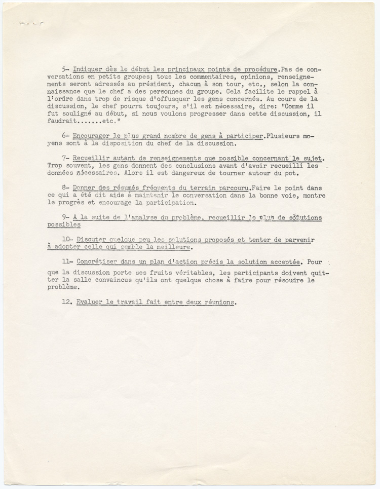 Reproduction de la quatrième page du sixième volume du bulletin de la Fédération des associations de parents et d’instituteurs de langue française d’Ontario destiné aux exécutifs locaux, intitulé Méthodes et Doctrine : conseils et directives, février 1961.