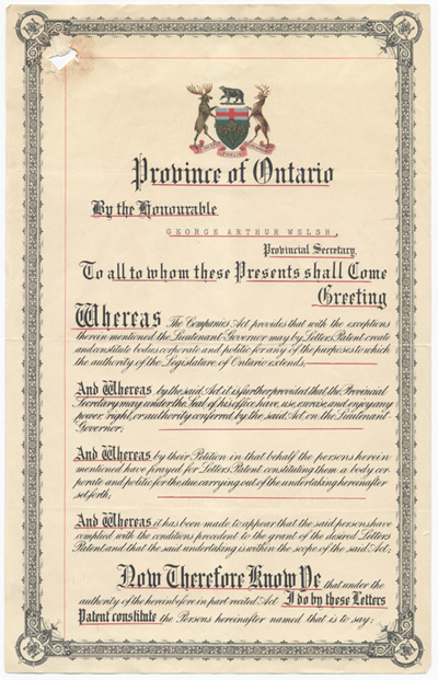Reproduction de la deuxi&egrave;me page des lettres patentes de la F&eacute;d&eacute;ration des associations de parents et d’instituteurs de langue fran&ccedil;aise d’Ontario (FAPI), 21 avril 1954.