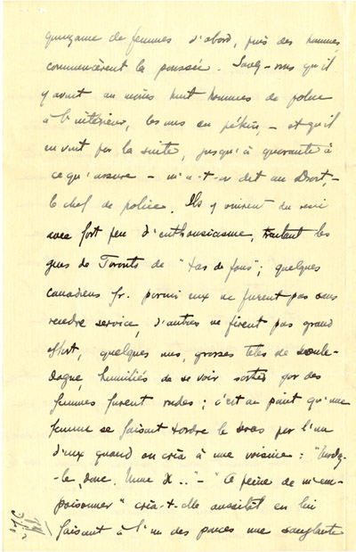 Reproduction de la dixi&egrave;me page d’une lettre du p&egrave;re Rodrigue Villeneuve &agrave; l’abb&eacute; Lionel Groulx, 7 au 9 janvier 1916.