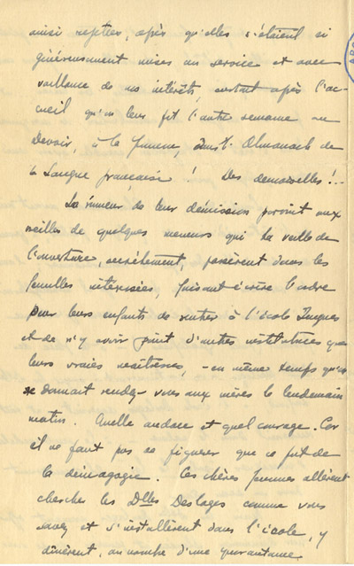 Reproduction de la quatri&egrave;me page d’une lettre du p&egrave;re Rodrigue Villeneuve &agrave; l’abb&eacute; Lionel Groulx, 7 au 9 janvier 1916.