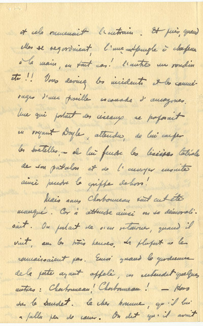 Reproduction de la sixi&egrave;me page d’une lettre du p&egrave;re Rodrigue Villeneuve &agrave; l’abb&eacute; Lionel Groulx, 7 au 9 janvier 1916.
