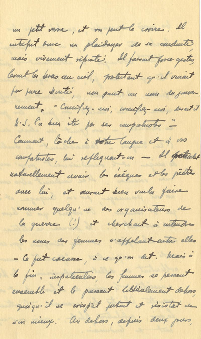 Reproduction de la septi&egrave;me page d’une lettre du p&egrave;re Rodrigue Villeneuve &agrave; l’abb&eacute; Lionel Groulx, 7 au 9 janvier 1916.