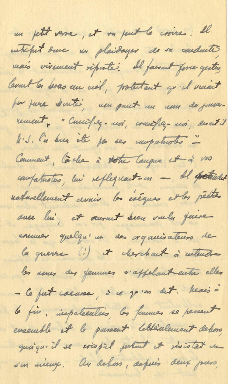 Reproduction de la septi&egrave;me page d’une lettre du p&egrave;re Rodrigue Villeneuve &agrave; l’abb&eacute; Lionel Groulx, 7 au 9 janvier 1916.
